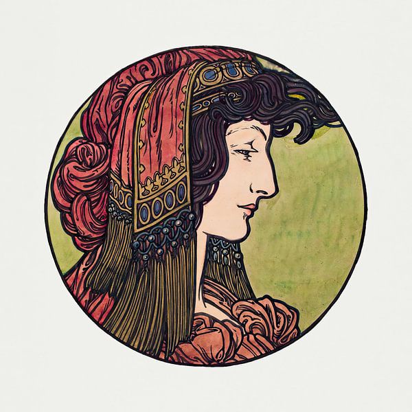 Stained glass window for the façade of the Boutique Fouquet by Alphonse Mucha by Peter Balan
