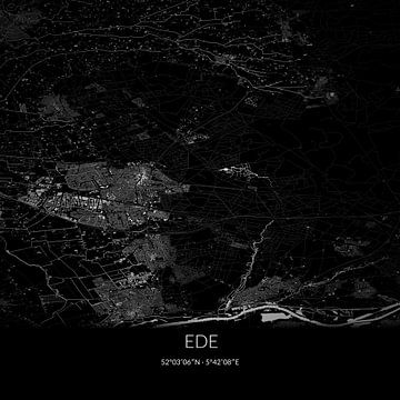 Zwart-witte landkaart van Ede, Gelderland. van Rezona