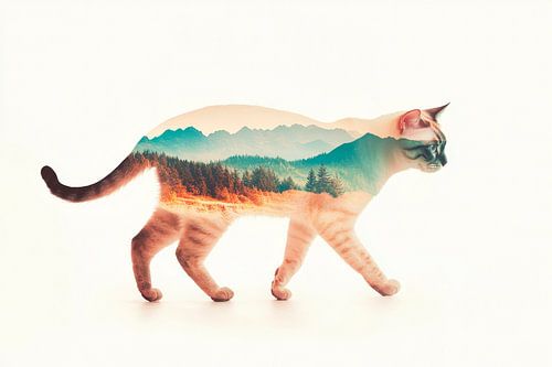 Cat with landscape by Poster Art Shop