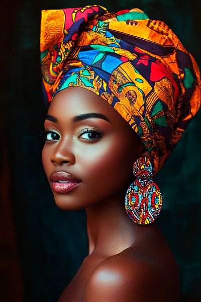 Femme élégante au foulard coloré par Poster Art Shop