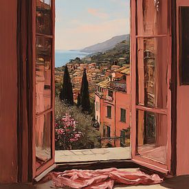 A Mediterranean view from an open window by Jan Bechtum