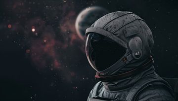 Casque d'astronaute et panorama de la planète sur TheXclusive Art