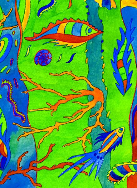 es fleucht - unter Wasser Fantasie mit Fischen und Korallen von Claudia Gründler