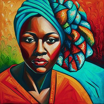 Afrikaanse vrouw met een kleurrijke hoofddoek