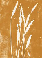 Gras in Retro-Ockergelb. Botanische Illustration. Moderne minimalistische Kunst.