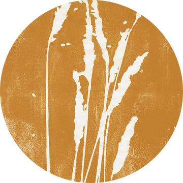 Gras in retro okergeel. Botanische illustratie. Moderne minimalistische kunst. van Dina Dankers