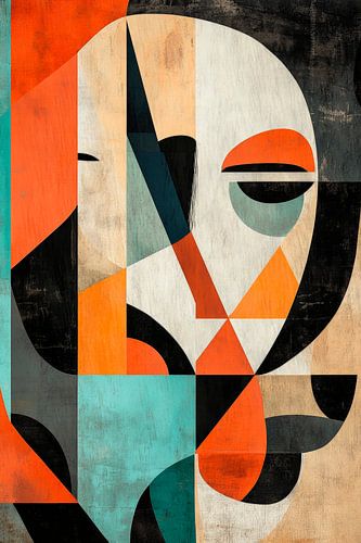 Portrait abstrait avec des formes géométriques