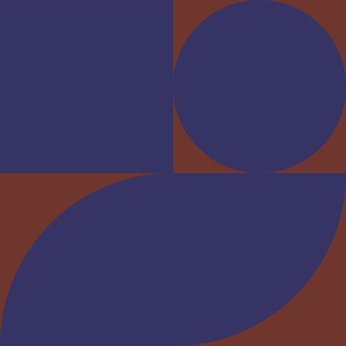 70s Retro formes abstraites multicolores en marron et bleu II