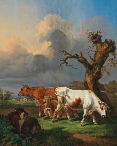 Cows Grazing in an Open Landscape, Johann Baptist Dallinger von Dalling by Masterful Masters