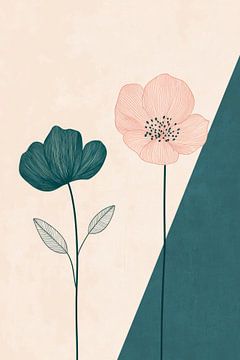 Bloemrijke poëzie in een geometrisch spel van Poster Art Shop