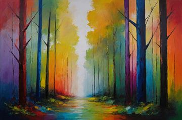 Spaziergang in einem farbenfrohen, beeindruckenden Wald von De Muurdecoratie