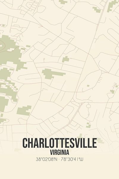 Carte ancienne de Charlottesville (Virginie), Etats-Unis. par Affiches de lieux