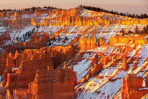 Lever de soleil hivernal à Bryce Canyon N.P., Utah