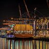 Container ship at night by Alexander Schulz