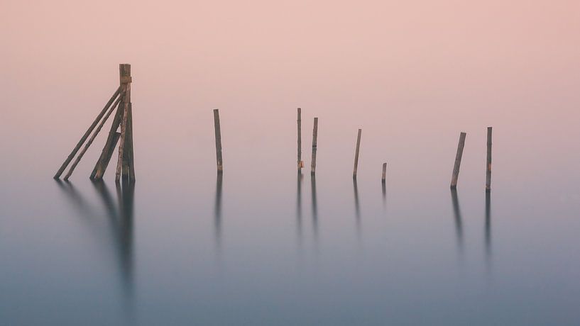 Poles in the water in the Hopfensee, Germany. by Henk Meijer Photography