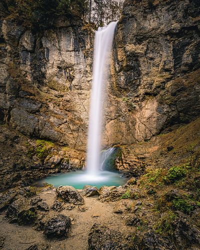 Waterfall Leuenfall in light autumn colours by Henk Meijer Photography