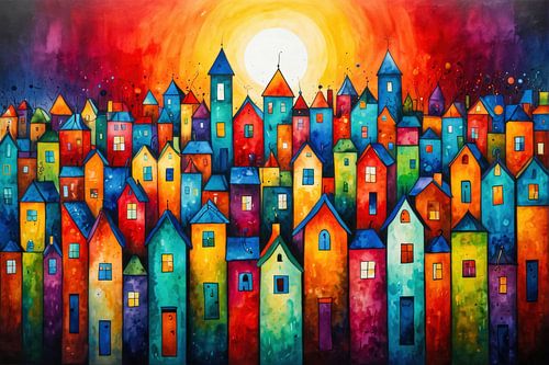 Abstract houses in bright colours