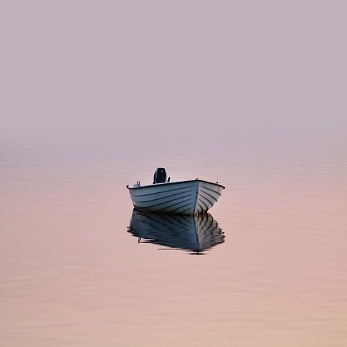Rustige zonsopgang roeiboot Zweden