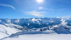 Panoramic view in the Tiroler Alps in Austria during winter