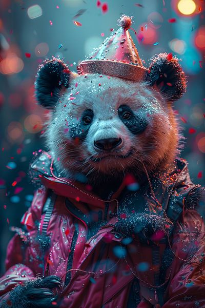 Fun panda birthday party with cake and candles by Poster Art Shop