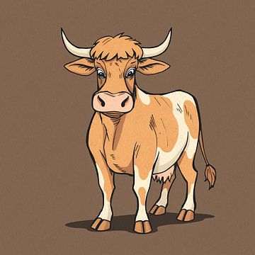 illustratie van een koe met hoorns van Emiel de Lange