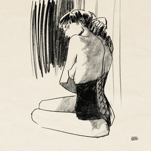 drawing of a nude in charcoal