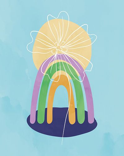 Abstract schilderij van een regenboog