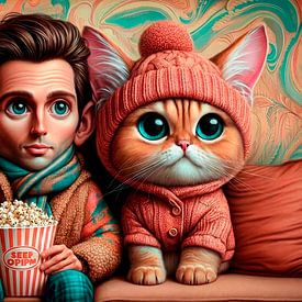 A man and a cat on the sofa by ¡ guay !