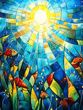 Welt unter Wasser. Leuchtende Farben, Buntglas