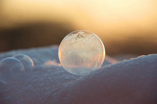 Frozen soap bubble