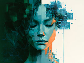 Abstract: Portrait of a Woman in Turquoise and Green by SPEQ ART