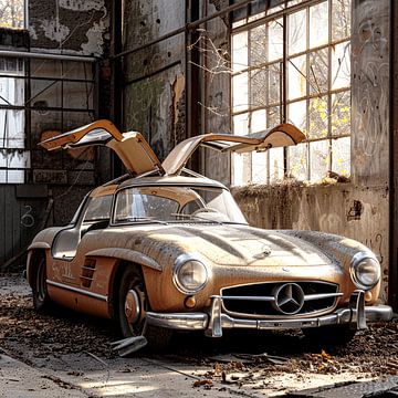 Verloren plaats Mercedes 300 SL vleugeldeuren goud werkplaats van gm_designs