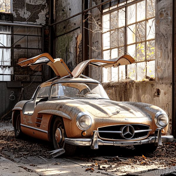 Lost Place Mercedes 300 SL Flügeltüren gold Werkstatt von gm_designs