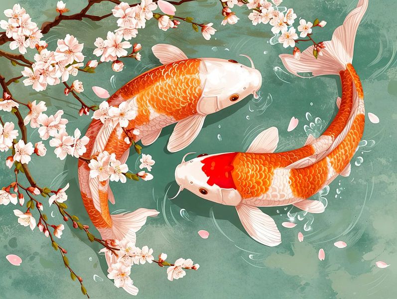 Toile Décorative Carpe Koï Rouge Japonaise - 30x40 Cm Sans Cadre, Impression Haute Qualité Pour Salon Ou Chambre