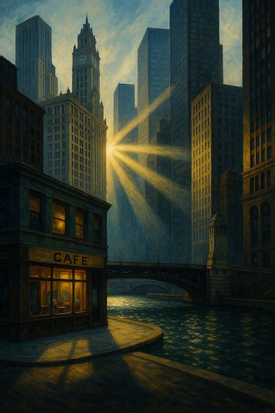 Goldener Chicagoer Realismus von Travel Shop