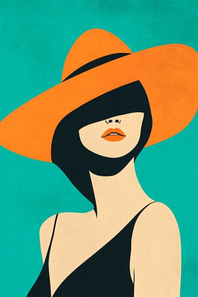 Feminine elegance with a sun hat by Poster Art Shop