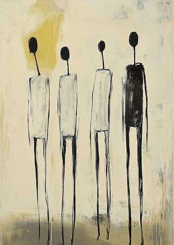 Black and white abstract figures | Abstract people in black and white