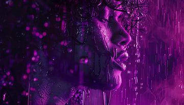 Pluie violette femme expressionnisme panorama sur TheXclusive Art