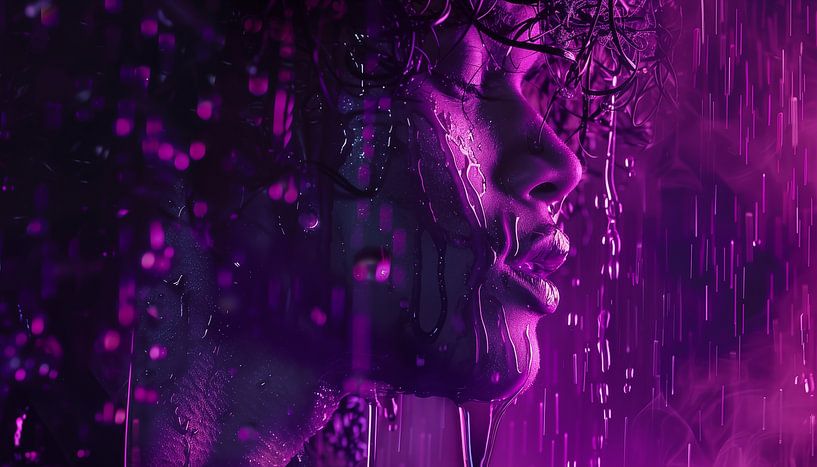 Purple rain woman expressionism panorama by TheXclusive Art