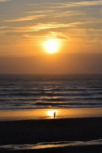 Fisherman during sunset, Biscarrosse
