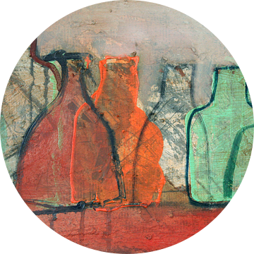 Flessen met orange en groen