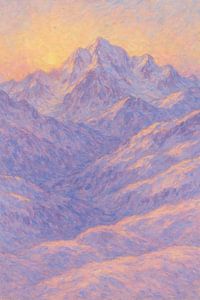 Mont Blanc Bergspitzen im Morgengrauen – Pastellfarbenes impressionistisches Kunstwerk der Alpen