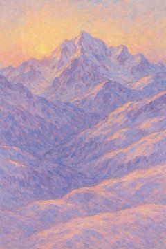 Mont Blanc Bergspitzen im Morgengrauen – Pastellfarbenes impressionistisches Kunstwerk der Alpen von Travel Shop