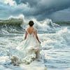Bride in the surf by Egon Zitter