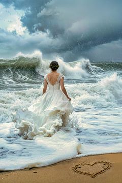 Bride in the surf