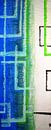 Ingeweven patroon in blauw, groen, zwart en wit, II van elha-Art thumbnail