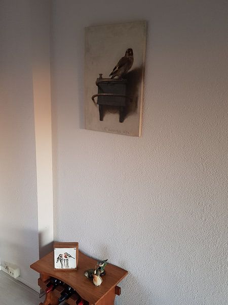 Kundenfoto: Der Distelfink von Carel Fabritius, auf Leinwand