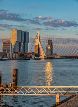 Sunrise at the Erasmus Bridge in Rotterdam by John Kreukniet