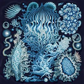 Blauw abstracte natuur zee van Vlindertuin-Art