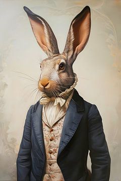 Portrait of Rabbit from the 19th Century by But First Framing